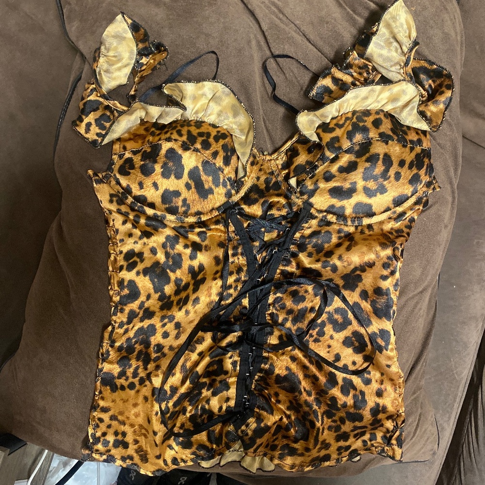 Corset style cheetah print top